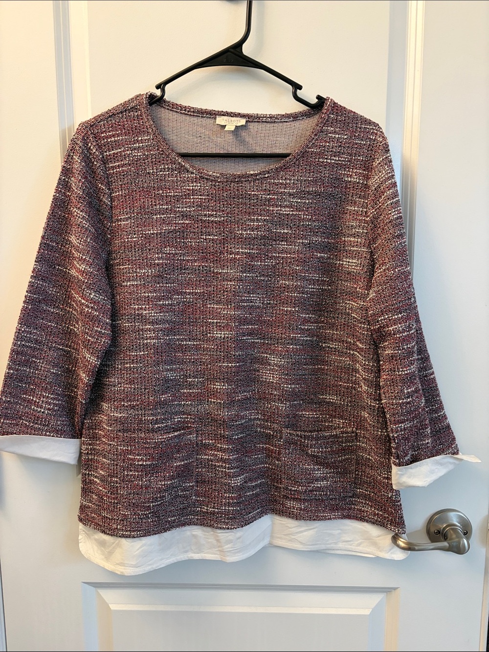 Talbots Multicolor Knit Sweater - Gray with Pueple / Red Speckle Size MP